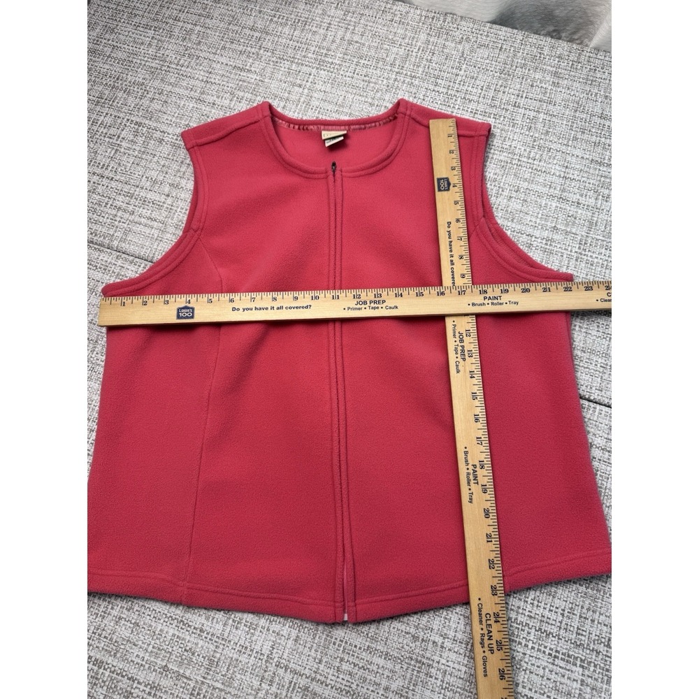 LL Bean Polartec Fleece Sweater Vest Collarless Full Zip Pink Women's Size 1X - Picture 4 of 11